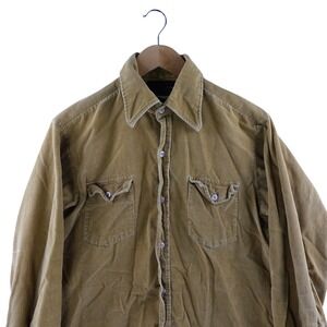 Vintage Phoenix Brand Mens M Tan Corduroy Long Sleeve Button Up Shirt